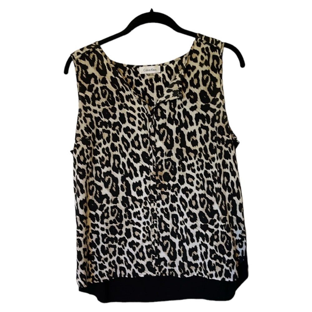 Calvin Klein Leopard print sleeveless shirt. Size large. Good condition